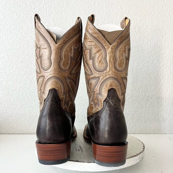 Rod Patrick Mens Cowboy Boots 13AAA Antique Mocha Bison Brown Western Blunt Toe - Picture 3 of 13
